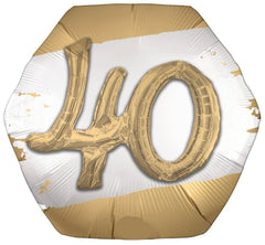 40th Birthday Anniversary 3D Effect Jumbo Foil Balloon S2125 - Pretty Day