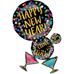 Happy New Year Martini Bubble Jumbo Balloon S4030 - Pretty Day