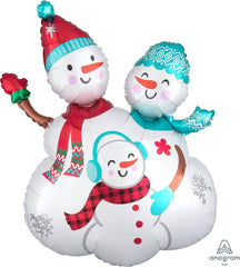 Jumbo Snowman Family  Helium Foil Christmas Balloon S4029 - Pretty Day