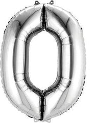 Silver Number 0 Jumbo Foil Balloon S1025 - Pretty Day