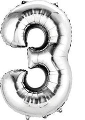 Silver Number 3 Jumbo Foil Balloon S1029 - Pretty Day