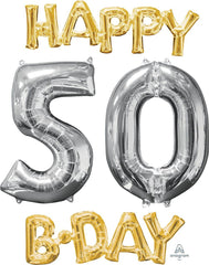 Happy 50th Birthday Phrase Balloon Kit  S4036 - Pretty Day