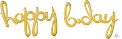 Happy Bday Script Phrase Gold Air Fill Balloon Gold S3093 - Pretty Day