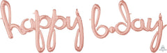Happy Bday Script Phrase Rose Gold Air Fill Balloon Gold S2127 - Pretty Day
