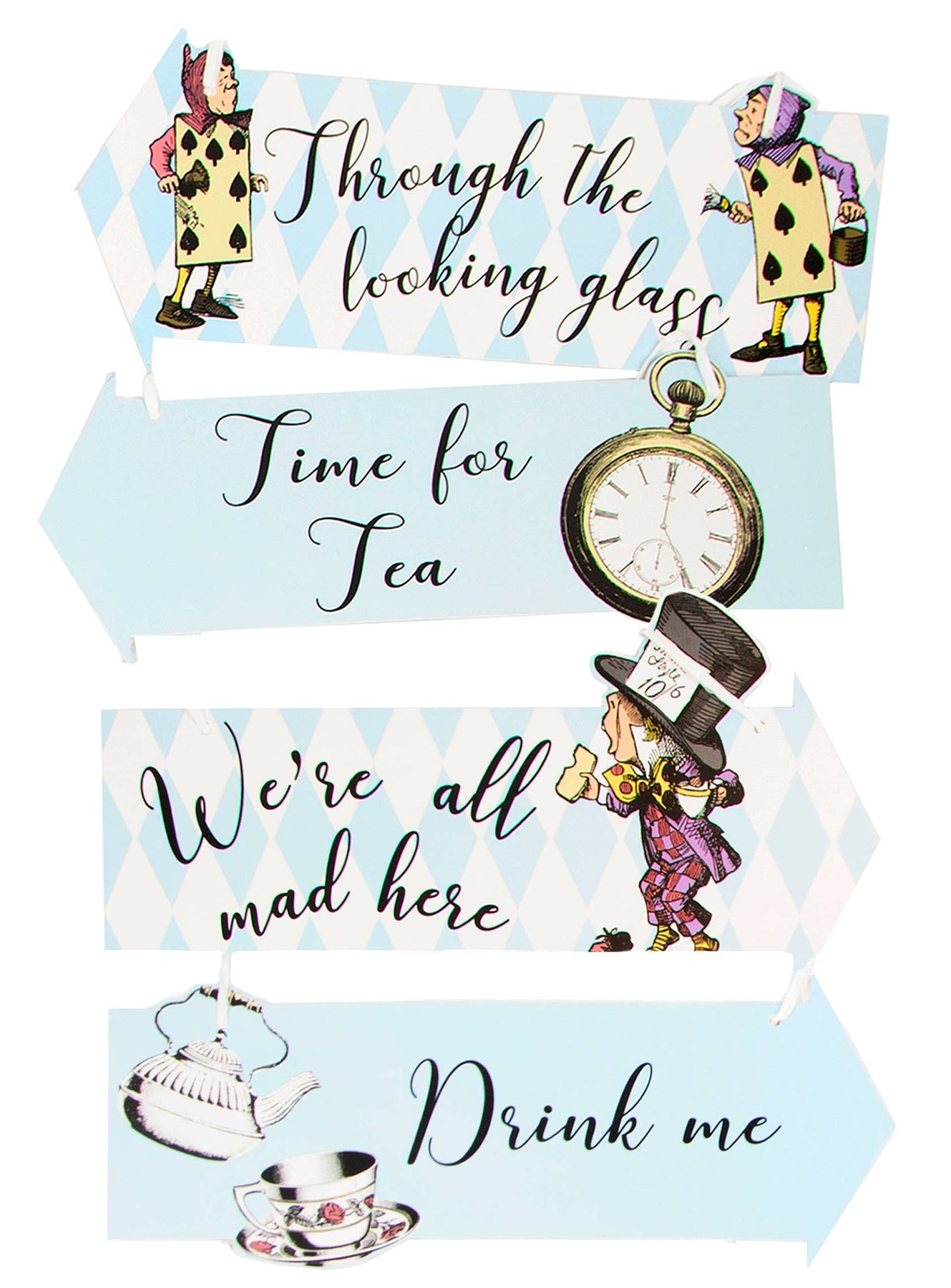 Alice Sign Alice in Wonderland Party Sign Decorations - 12 Pack | Pretty Day