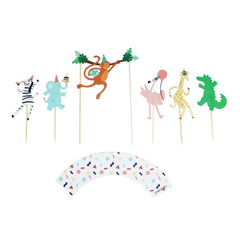 Merrilulu - Party Animals - Cupcake Toppers & Wrappers, 12 ct - Pretty Day