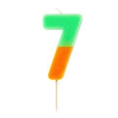 Orange Green Number 7 Birthday Candle S0078 - Pretty Day