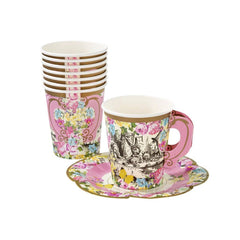 Alice in Wonderland Teacups & Saucers Set - 12 Pack - Pretty Day