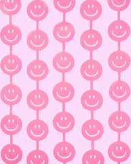 Petit Fetti - Pink Smiley Preppy Curtain, Birthday Decor, Party Supplies - Pretty Day