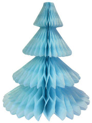 Light Blue Tissue Paper Honeycomb Christmas Trees - Pretty Day