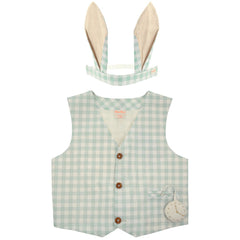 toddler easter outfit, gingham vest with bunny ears