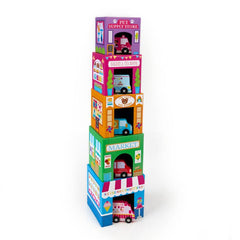 Stackables Nested Cardboard Toys & Cars Set : Rainbow Town S1001 - Pretty Day