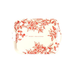 Red Floral Merry Christmas Reusable Bamboo Tray - Pretty Day