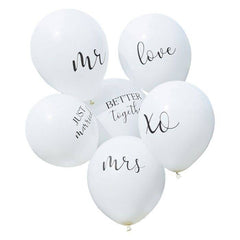 White Latex Graphic Wedding Balloon Bouquet - Pack of 6 S5026 - Pretty Day