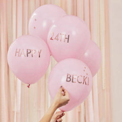 Pink and Rose Gold Personalized Balloon Kit S1068 - Pretty Day
