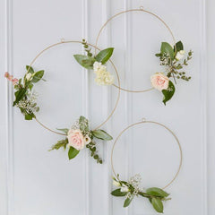 Gold Floral Hanging Hoops - 3 Pack S5041 - Pretty Day