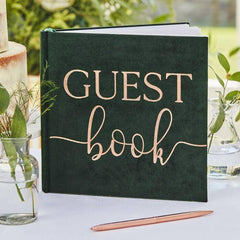 Green Velvet Wedding Guest Book S1143 - Pretty Day