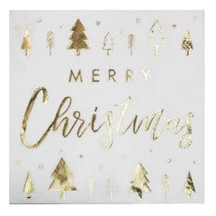 Gold Foiled Merry Christmas Party Napkins - 16 Pack S3123 - Pretty Day