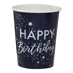 Iridescent Foiled Happy Birthday Paper Cups S3180 - Pretty Day