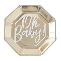 Baby Shower Gold Oh Baby Plates - Large S9229 - Pretty Day