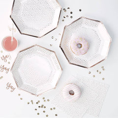 Rose Gold Spotty Print Plates - 8 Pack S7142 - Pretty Day