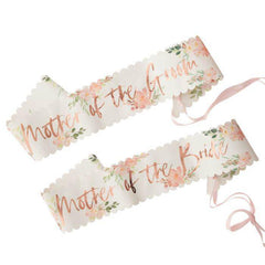 2 Pack- Floral Mother of the Bride Groom Bridal Shower Sashes S2129 - Pretty Day