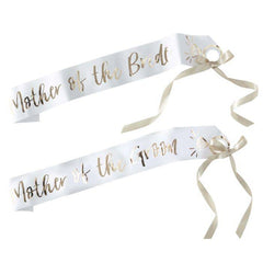 2 Pack - White Mother of the Bride Groom Bridal Shower Sashes S5083 - Pretty Day