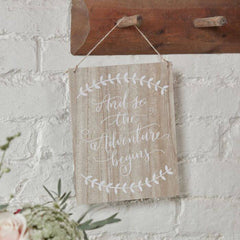 Boho Wedding Wooden Decorative Sign- And So The Adventure Begins S1048 - Pretty Day