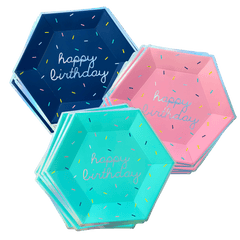 Sprinkles Bright Happy Birthday Large Paper Plates -18pk S8041 - Pretty Day