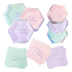 Sprinkles Pastel Happy Birthday Kit (60-Piece Pack) S8155-56 S8115-16 S8110-11 - Pretty Day