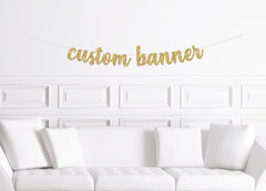 Custom Cursive Gold Glitter Banner / Personalized Script Glitter Sign / Custom Name / Custom Birthday / Custom Bridal Shower Banner - Pretty Day