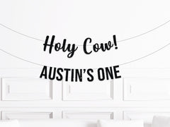 Holy Cow I'm One! Glitter Banner - Pretty Day