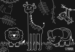 Reversible Jungle Animals Chalkboard Placemat S6021 - Pretty Day