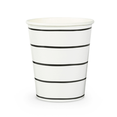 Black and White Striped 9 oz Cups - 8 Pack S9332 - Pretty Day