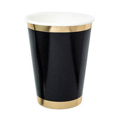 Black and Gold Paper Party Cups S5033 - Pretty Day