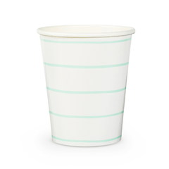 Frenchie Striped Mint 9 oz Cups - 8 Pk S4201 - Pretty Day