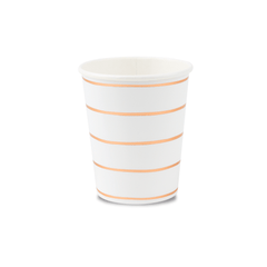 Frenchie Striped Rose Gold 9 oz Cups - 8 Pk S4202 - Pretty Day