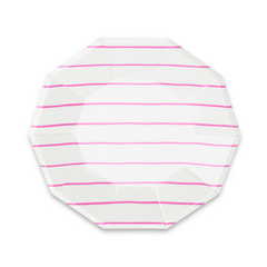Frenchie Striped Cerise Plates - Large - 8 Pack S0109 - Pretty Day