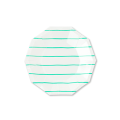 Frenchie Striped Green Plates - Small - 8 Pack S7015 - Pretty Day