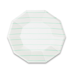 Frenchie Striped Mint Plates - Small - 8 Pack S7013 - Pretty Day