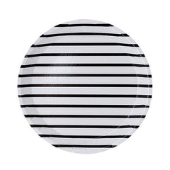 White and Black Striped Small Dessert Plates - 8 Pack S0113 - Pretty Day