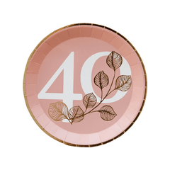 7" Milestone Blush 40th Dessert Plates - 8 Pack S5027 - Pretty Day