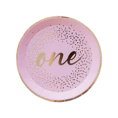 7" Pink Onederland Dessert Plates - 8 Pack S4172 - Pretty Day