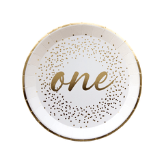 7" White Onederland Dessert Plates - 8 Pack S5057 - Pretty Day