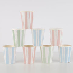 Pastel Stripe Paper Party Cups 8pk. S0145 - Pretty Day