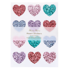 Rainbow Glitter Heart Stickers- 8pk - Pretty Day