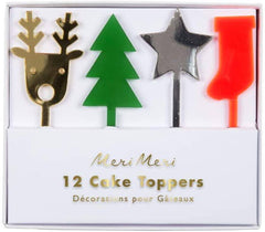 Festive Acrylic Christmas Cake Toppers - 12 Pack M1103 - Pretty Day