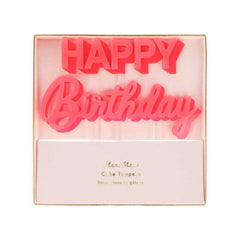Meri Meri Pink Reusable Acrylic Happy Birthday Cake Topper S2124 - Pretty Day