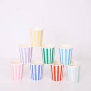 Mixed Rainbow Stripe Cups (x 8) S9278 - Pretty Day
