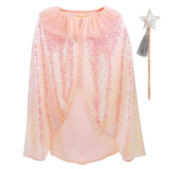 Pink and Iridescent Sequin Princess Dress Up Cape and Wand S0132 - Pretty Day
